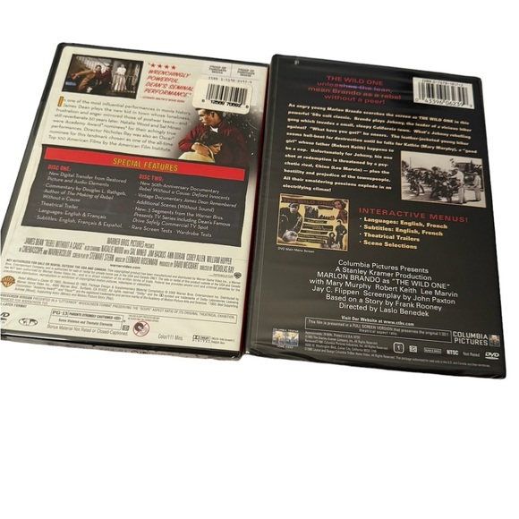 NEW! CLASSIC MOVIE bundle of 2 Rebel without a Cause and The Wild One NWT Cinema - Picture 3 of 5
